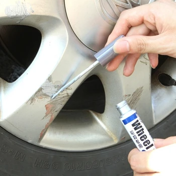 Дръжка за ремонт на драскотини на колелата на автомобила, алуминиева сплав, бяла боя за ретуш