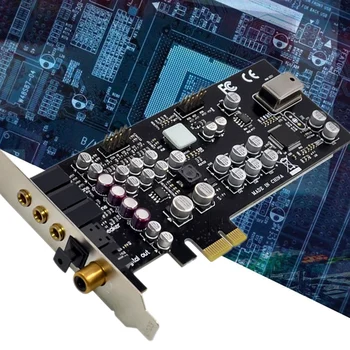 CM8828 PCI-E X1 слот звукова карта с температура попълване 7.1 CH, професионална аудиокарта HD (черен)