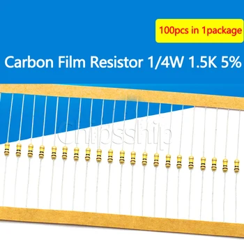 Резистор от въглеродна филм 1,4 W 1,5 До 5% четырехцветный околовръстен резистор (100 бр.)