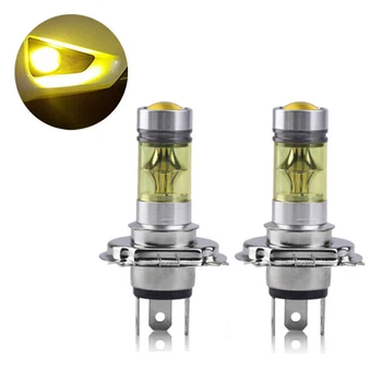 2 елемента H4 4300K Жълти 100 Watt Led Светлини Фарове за Мъгла Лампи са Подходящи За Toyota Универсален H4 Led Крушки автоаксесоари