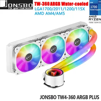 JONSBO TW4-360 ARGB процесор Универсален воден радиатор 120 мм, 3 вентилатора Огледален ARGB Pu0mp течността, работещи охладител на процесора LGA 1200 115X 1700 AM5