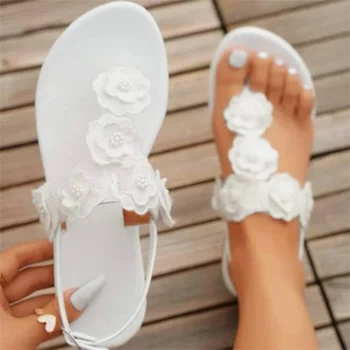Нови дамски сандали 2023, дамски желейная обувки с камелией в коледна елха, модерни плажни женски обувки на плоска подметка