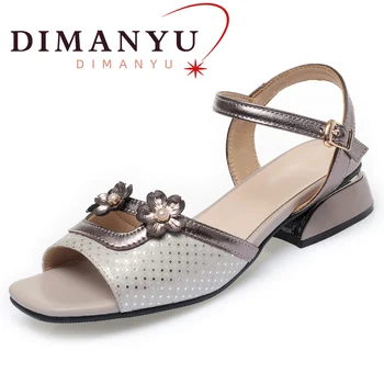 Дамски сандали DIMANYU, новост лятото 2023, женски кожни сандали с рибено уста, по-големи размери, сандали с дебел ток, жените
