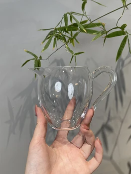 Термостойкая стъклена чаша за фарватера, прозрачно стъкло с дръжка, чаена чаша морска, аксесоари за чайна церемония, прости