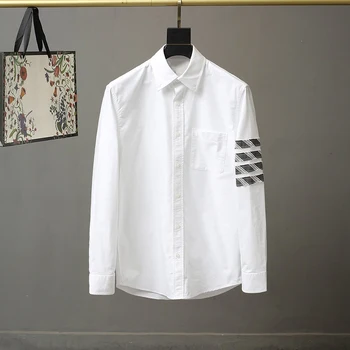 2023 мъжки ризи на луксозна марка, ежедневни бизнес тънки ризи, бяла риза райе с дълъг ръкав, пролетно-есенни обикновена тениска TB