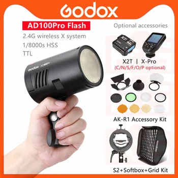 Имат Flash Godox AD100Pro 2,4 GWireless 100W Flashgun Speedlight За Огледално-рефлексен Фотоапарат на Sony, Nikon, Canon, Pentax Fuji Olympus и Panasonic