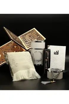 Мюсюлмански подарък молитвен подложка и броеници в кутия Хадж Умра Мюсюлмански ислямски Корана