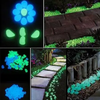 200 бр. светещи камъни на геометрична форма, светещи в тъмното, многоцветни саксии за цветя, цветни камъни за стъпване