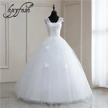 Ново модно елегантна сватбена рокля на бретелях с V-образно деколте, лейси бродерия, пеперуда, евтино сватбена рокля на принцеса, по-големи размери, Vestidos De Новия