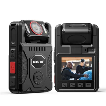 BOBLOV M7 Pro Мини Камера за тялото Полицейска 128 GB видео Рекордер Със завъртане на 180 ° 4K Камера 4000 mah 15 Часа Запис на GPS Спортна Камера за тяло