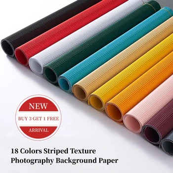 【Купете 3 получавате 1 безплатно】 18 цвята, раирана шарка на Фонова хартия за снимки на Дървесина хартия шарени подпори за шишарки