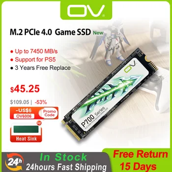 OV 7500 Mbps NVMe M. 2 SSD 2280 4 TB И 2 TB 1 TB 512 GB PC Gamer M2 PCIe Gen4 4,0 Вътрешен HD Твърд Диск Steam Deck Радиатор PS5 Лаптоп