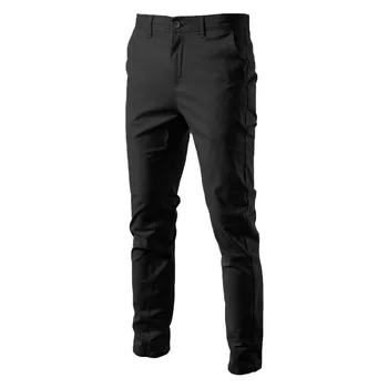 Модерен мъжки ежедневни панталони, черни прилепнали панталони, пролет-есен, висококачествени памучни панталони за бягане, мъжки класически бизнес панталони