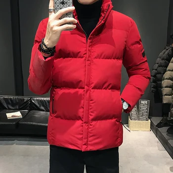 Нов младежки тенденция на корейската мода, памучен стеганая яке с висока яка, универсална яке, мъжки зимни топло памучен стеганая яке, студентски