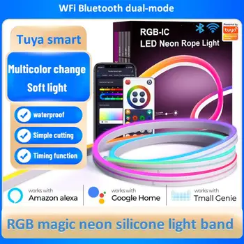 RYRA 12V Led Лента Неонови Светлини на Hristo Smart Life WiFi Bluetooth RGB Неонова реклама Лента Декор Алекса Google Home LED Inteligente