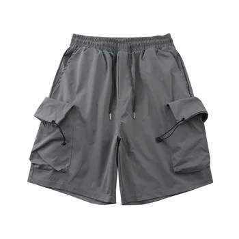 Мъжки летни къси панталони, обикновена спортни панталони с много джобове, панталони с Y2k, мешковатая облекло-cargo