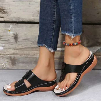 Модни дамски чехли на токчета, ежедневни летни плажни сандали за пазаруване