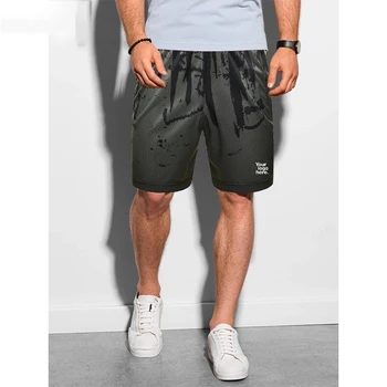 Нови мъжки къси панталони, удобни ежедневни модни никелови панталони 2023, летни бързо съхнещи спортни панталони с принтом под формата на спрей