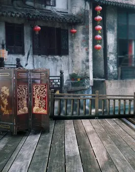 Дървени подове с размер 5x7 фута, традиционен китайски началния екран, фон снимки, реквизит за снимки, студиен фон