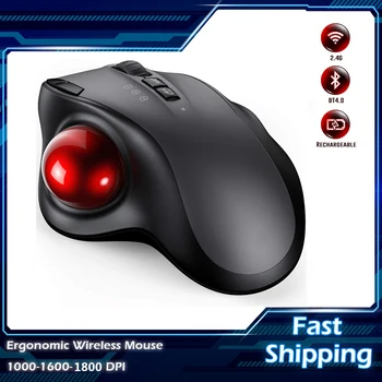 Нова мишка, акумулаторна безжична мишка с 2.4 G USB, ергономична трекбольная мишка за компютър 1000 1600 1800 dpi