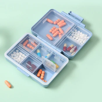 Цветни 9 Слотове за мрежи Кутия за Лекарства Контейнер за Здравно Обслужване Калъф Кутия за Хапчета Сплитери Пътна Кутия за Хапчета с една Малка Кутия, лесна за Носене с Преносим