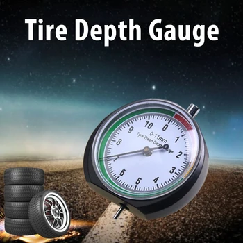 Точен тестер за автомобилни гуми, портативни, автомобилни аксесоари, кръгъл циферблат (0-11 мм) с показалеца, сензор за дълбочина на гуми, аксесоари за гуми