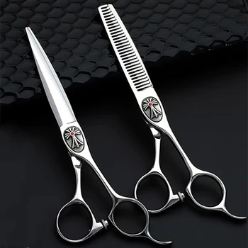 Професионални фризьорски ножици ножица за подстригване на коса, 6-7 инча, тънки резени, не оставяйки следи, и стригане за зъби, фризьорски инструменти