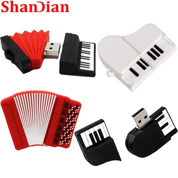 Мини устройство SHANDIAN Cartoon 64 GB Бял 32gb черен флаш памет 16 GB Пиано Окачен диск акордеон един Незабравим подарък Memory Stick