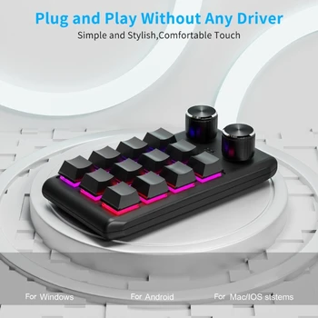 E5BA 12 клавиши RGB програмируеми механична клавиатура, съвместима с мини Bluetooth клавиатура
