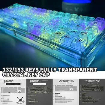 132/153 клавишите Напълно Прозрачен Кристал Капачка за ключове С Подсветка PC ABS Игри Профил MDA Персонализирани Капачки за Ключове Alice MX Механични Switch