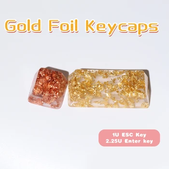 Капачки за ключове от златно фолио, профил OEM, материал, смола, персонални прозрачна напречен вал, механична клавиатура, клавиш за въвеждане на ESC