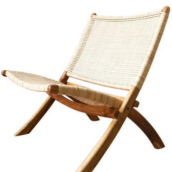 Дървена удобни мебели, сгъваеми външни столове от масивно дърво от ратан