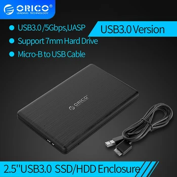 ORICO 2,5-Инчов Корпус твърд диск SATA до USB3.0 Micro B Корпус Външен твърд диск за 7 мм SSD С UASP Поддръжка 2578U3