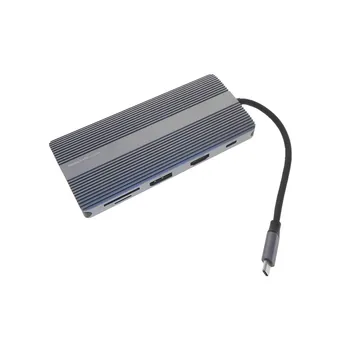 многофункционално зарядно устройство USB-C многопортовый хъб usb 3.0 type 3.0 LAN RJ-45, HDMI изход адаптер HP1201